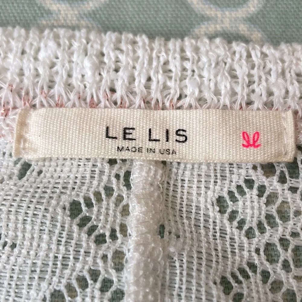 Le Lis Stripe Crewneck Sweater Lace Blouse L
